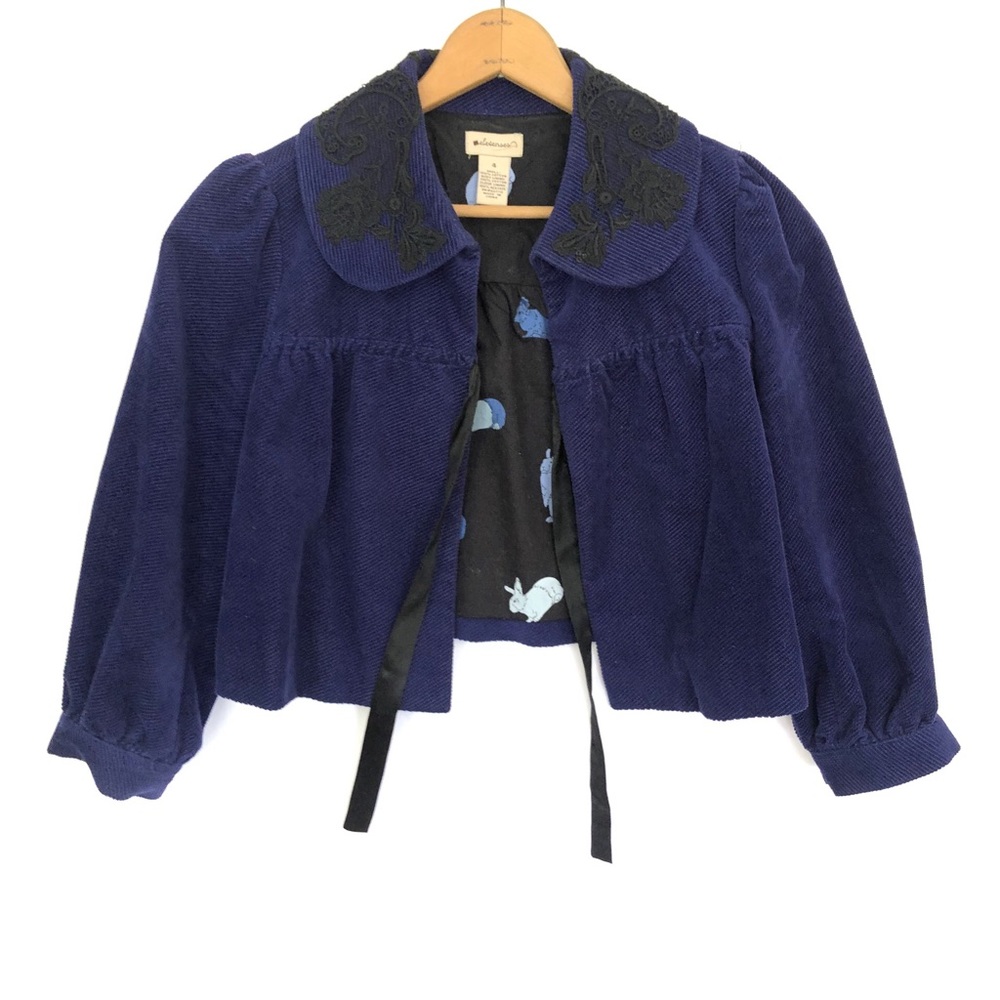 Anthropologie Elevenses Corduroy Lace Crop Jacket - Picture 2 of 7